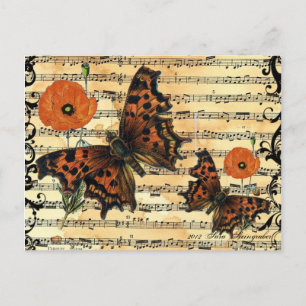 Europäischer Schmetterling mit Mohn-Postkarte Postkarte