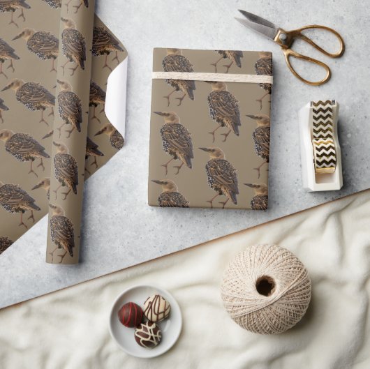 Europäischer Star Vogel Geschenkpapier (Kunsthandwerk)