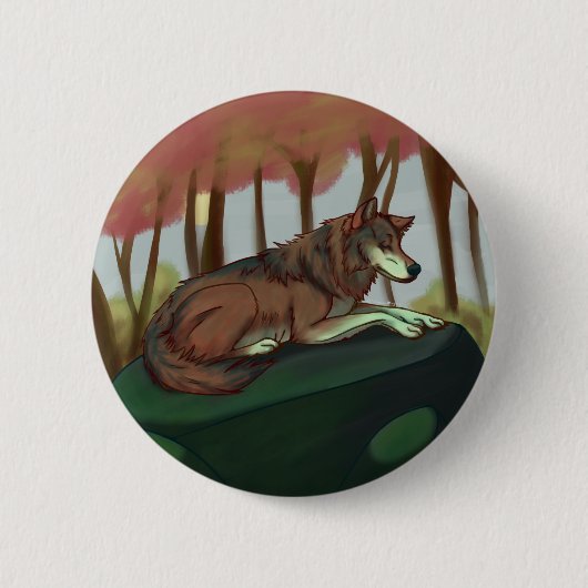 Europäischer Wolf Button (Vorderseite)