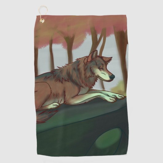 Europäischer Wolf Golfhandtuch (Vorderseite)