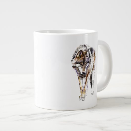 Europäischer Wolf Jumbo-Tasse (Vorderseite Rechts)