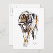 Europäischer Wolf Postkarte (Vorne/Hinten)