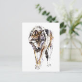 Europäischer Wolf Postkarte (Stehend Vorderseite)
