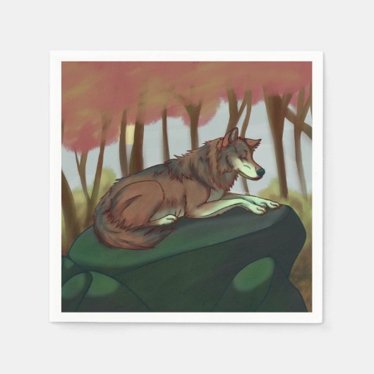 Europäischer Wolf Serviette (Vorderseite)