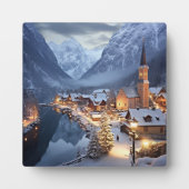 Europäisches Dorf im Winter, KI, Fotoplatte (Vorderseite)