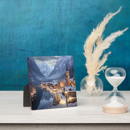 Europäisches Dorf im Winter, KI, Fotoplatte (InSitu)