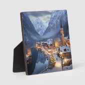 Europäisches Dorf im Winter, KI, Fotoplatte (Vorderseite)