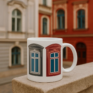 Europäisches Fenster Verzierte Architekturkunst Kaffeetasse