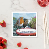 Europäisches Robin-Feeder-Foto Serviette (Beispiel)