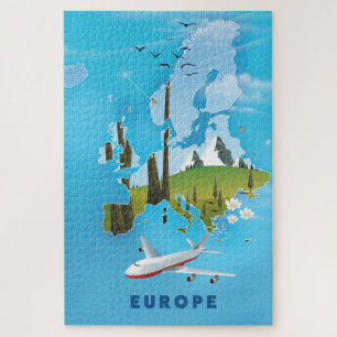 Europakarte Landschaft Reiseplakat Puzzle
