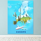 Europaparte - Reiseplakat Leinwanddruck (Insitu (Holzboden))