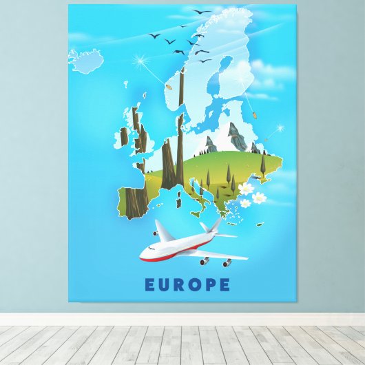 Europaparte - Reiseplakat Leinwanddruck (Insitu (Holzboden))