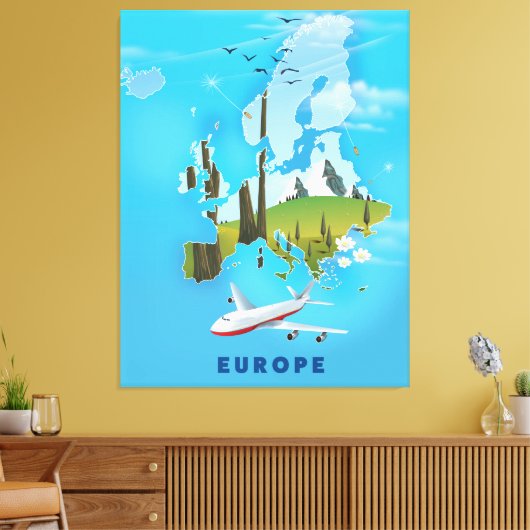 Europaparte - Reiseplakat Leinwanddruck (Insitu (Wohnzimmer))