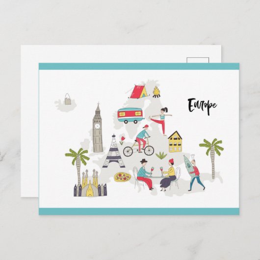 "Europe Activities Map" Postkarte (Vorne/Hinten)