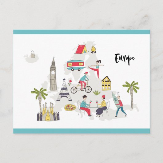 "Europe Activities Map" Postkarte (Vorderseite)