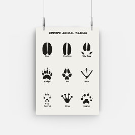 Europe Animal Tracks Set Poster