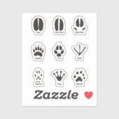 Europe Animal Tracks Set Stickers Aufkleber (Blatt)
