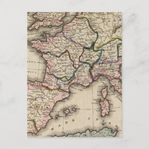 Europe Atlas Map Postkarte