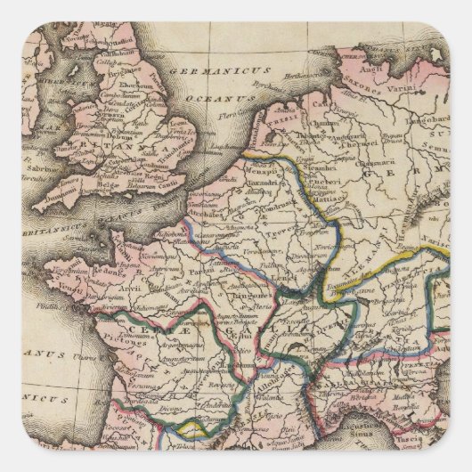 Europe Atlas Map Quadratischer Aufkleber (Vorderseite)