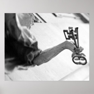 Europe, Austria, Salzburg. Statue with keys Poster