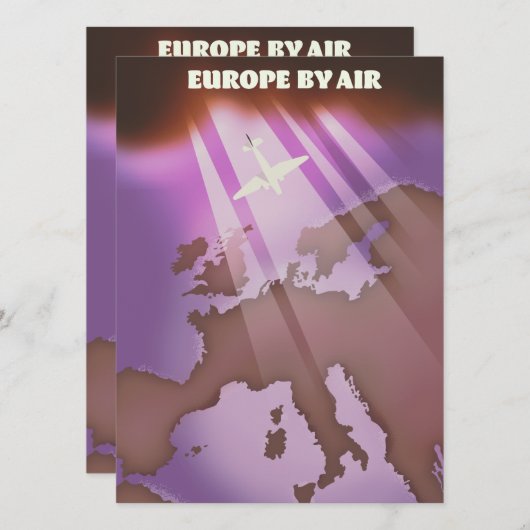 Europe by Air Vintage Reiseplakat. (Vorne/Hinten)