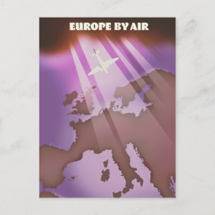 Europe by Air Vintage Reiseplakat. Postkarte