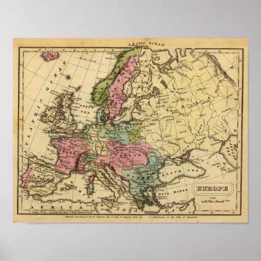 Europe Hand Colosed Atlas Karte 2 Poster (Vorne)