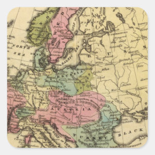 Europe Hand Colosed Atlas Karte 2 Quadratischer Aufkleber