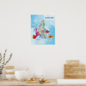 Europe Map Aquarellbilder Poster (Küche)