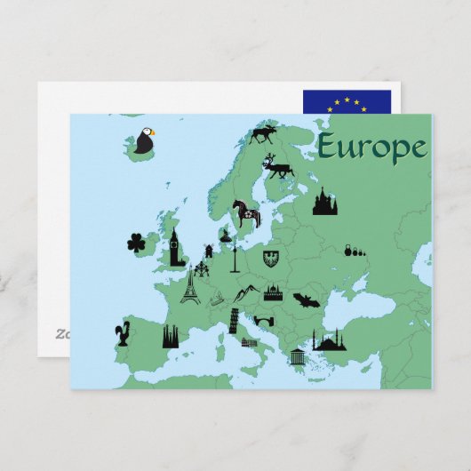 Europe Map Postkarte (Vorne/Hinten)