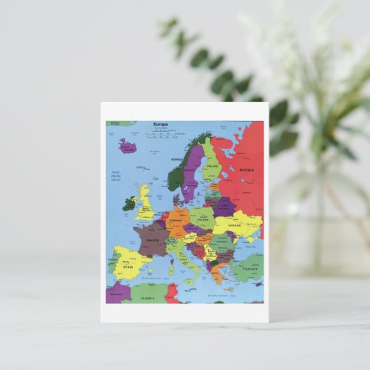 Europe Map Postkarte (Stehend Vorderseite)