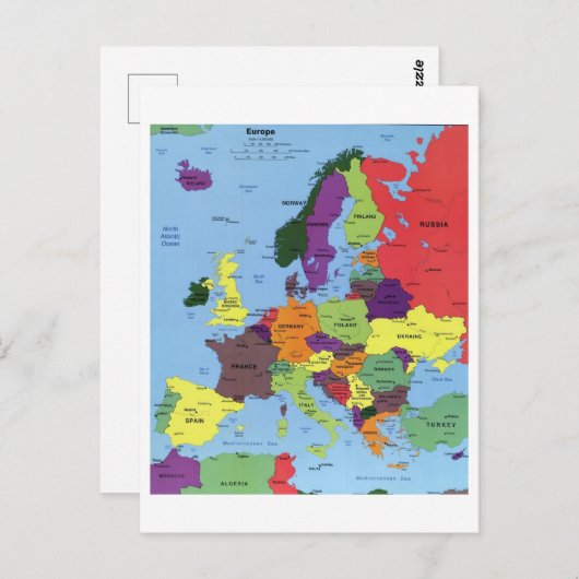 Europe Map Postkarte (Vorne/Hinten)