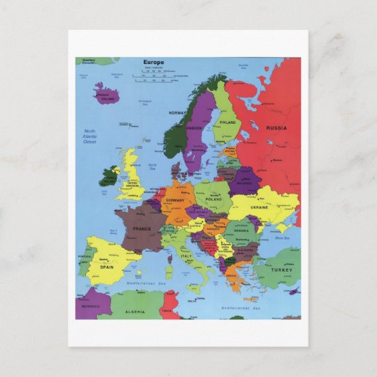 Europe Map Postkarte (Vorderseite)