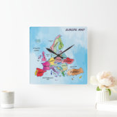 Europe Map Quadratische Wanduhr (Zuhause)