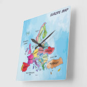 Europe Map Quadratische Wanduhr (Winkel)