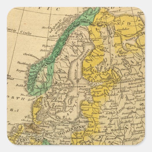 Europe Map von Worcester Quadratischer Aufkleber (Vorderseite)