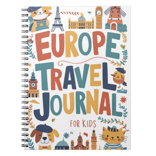 Europe Travel Journal für Kinder Notizblock (Vorderseite)