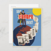 Europe Vacation Vintage Travel Poster Postkarte (Vorne/Hinten)