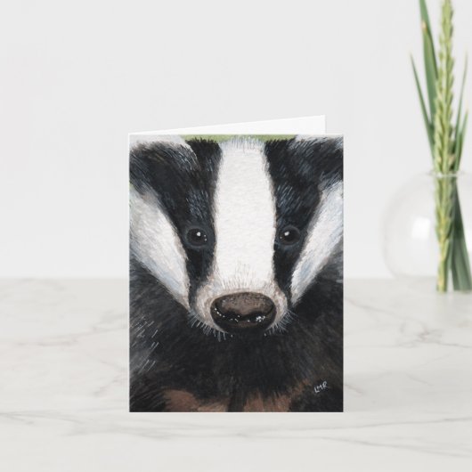 European Badger Portrait Painting Note Card Karte (Vorderseite)