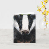European Badger Portrait Painting Note Card Karte (Gelbe Blume)