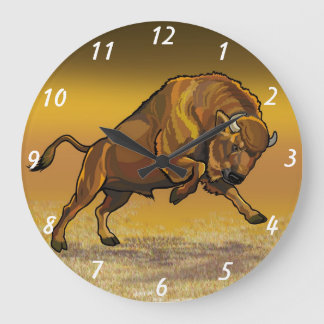 european bison große wanduhr