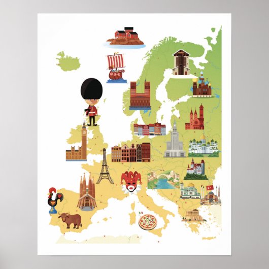 European Cartoon Map Poster (Vorne)