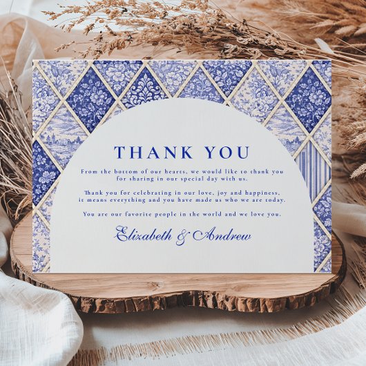 European Delft Tile Wedding Dankeskarte