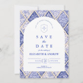 European Delft Tile Wedding Save The Date (Vorderseite)