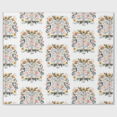 European Floral Folk Art Emblem Artist Geschenkpapier (Flach)