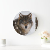 European Grey Wolf Große Wanduhr (Zuhause)