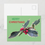 European Holly Frory Weihnachtskust. Postkarte (Vorne/Hinten)