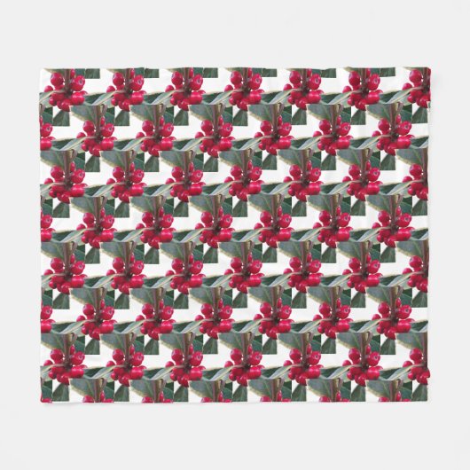 European Holly Pattern Christmas Blanket Fleecedecke (Vorderseite (Horizontal))