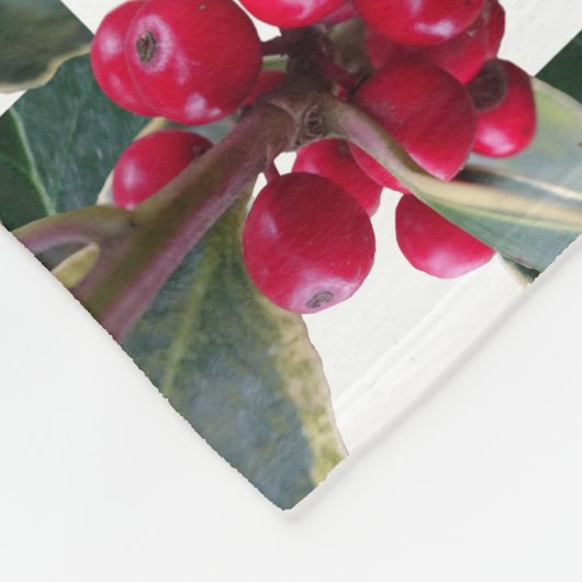 European Holly Pattern Christmas Blanket Fleecedecke (Ecke)