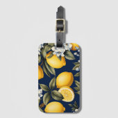European Luggage Tag - Italian Lemons on Navy Gepäckanhänger (Vorderseite Vertikal)